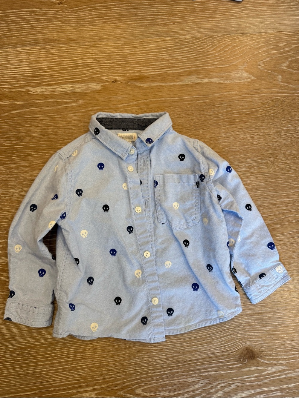 Gymboree Light Blue Boys' Button-Up Shirt with Skull Print 18-24 month